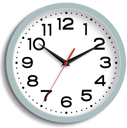 Roymnie Wall Clock Silent Non-Ticking Modern Clock Battery Operated 8 Inch Small Classic Analog Decorative for Kitchen, Bathroom, Office, Bedroom, Home(Blue Gray)