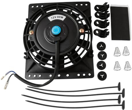 Ventilateur de radiateur de moteur – Ventilateur de refroidissement 12 V 80 W CFM, ventilateur de refroidissement de radiateur fin | Ventilateur de moteur électrique Pull avec Kit de montage,