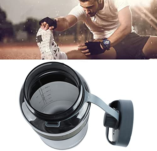 Greensen Sports Water Bottle, 2000ml Large Capacity Water Cup with Straw, Grip Ring and Detachable Strap, Portable Drinking Bottle with Scales, for Running, Mountaineering