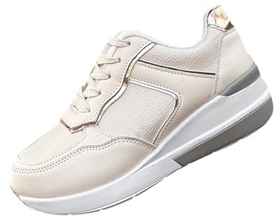 Generico Sneakers Donna Pianta Larga e Inverno Scarpe da Corsa da Donna Scarpe Casual comode Scarpe Tela (Beige, 38)