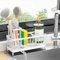 KEMDH Organizador de esponja para fregadero de cocina, estante de esponja para fregadero de cocina, organizador de fregadero de cocina blanco, fregadero inoxidable con soporte para cepillo, accesorios