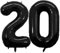 Geburtstags-Zahlenballons XXL-Riesen-Folienballons 40 Zoll – 101 cm Luftballons Geburtstag Jungen Mädchen Babyparty Geburtstagsdekorationen Jubiläumsparty-Dekorationen (Schwarz, 20)