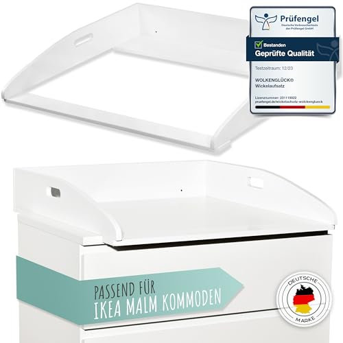 WOLKENGLÜCK Malm Changing Mat - 73 x 70 x 13 cm - Tilt-Proof & Wall-Mountable - Suitable for Ikea Malm Chest of Drawers