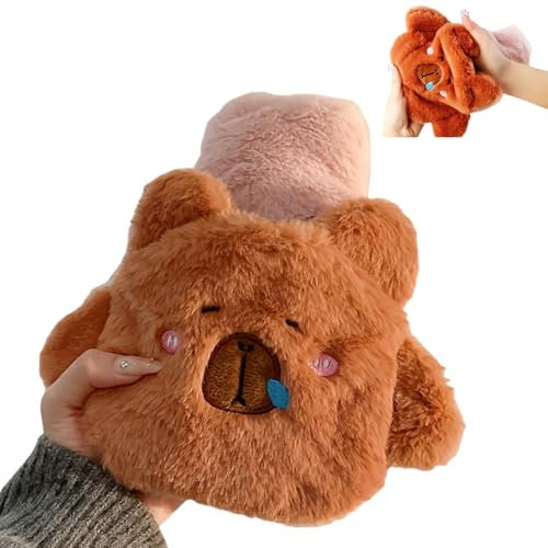 MHwan Wärmflasche Kinder, Verdickte Zarte Plüsch Wärmflasche Klein mit Bezug, 100% Explosionsgeschützte und Auslaufsichere Süßer Kaninchen tier, von Hand einführbares Design