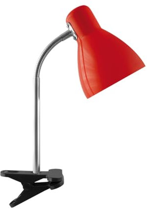 Licht-Erlebnisse Klemmleuchte E27 Flexarm Kabel Stecker 36 cm hoch Rot Schwarz Kinderzimmerlampe Tisch Leselampe zum Klemmen Bett Sofa