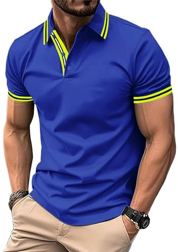 geeksport Men's Polo Shirt Short Sleeve Golf Polo Outdoor Breathable Tops for Mens Sports T-Shirt Work Tee Royal Blue XL