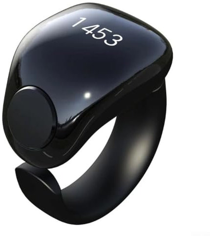 Intelligenter Zählring für das tägliche Gebet, synchronisiert mit App, um bis zu 9999 Counts zu verfolgen, wasserdichtes Design (schwarz)