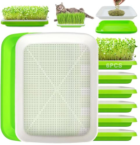 6 Pack Vassoio Germinazione,Kit Germinazione Semi,Germogliatore per Semi Alimentari 32 * 24 CM,Semenzaio Germinazione,Propagatore Idroponico Sano Senza BPA,Per Erba Di Grano,Semi Di Ortaggi