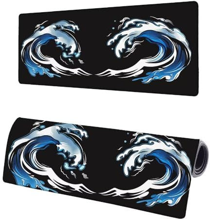 Large Mouse Mat Black, Extended XXL Ocean Gaming Mouse Pad Desk Pad 1400x600x3mm, Keyboard Mat with Non-Slip Rubber Base, Soft Smooth Surface, Stitched Edges Mousepad, Improved Precision and Speed Y-3