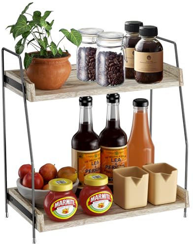Rizthyn Marrone Organizer Cucina Bagno, Porta Spezie Per Cucina, Portaspezie, Scaffale Cucina, Ripiano Cucina, Ripiani Cucina, Organizzatore Cucina, Angolo Caffe Cucina, Per Cucina, Soggiorno,Ufficio