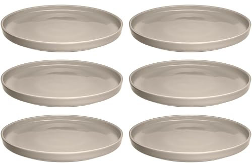 LEONARDO HOME Speiseteller ROMA 6er Set • Ø 22 cm • Mikrowellen- & Spülmaschinengeeignet • stapelbar • Keramik Geschirr für 6 Personen • Steingut-Teller mit glasierter Oberfläche • beige • 026361