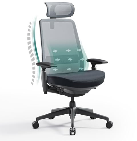 COLAMY Bürostuhl Ergonomisch, Schreibtischstuhl Mit Lendenstütze 4D Armlehnen Und Sitztiefenverstellung Bürostuhl Ergonomisch Testsieger Bis 136kg Belastbar Für Homeoffice Und Büro,Schwarz