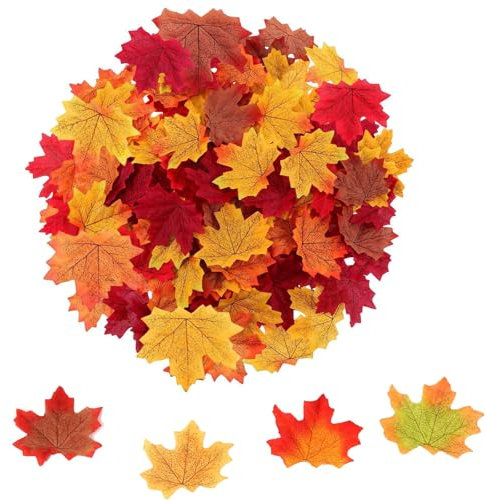 LandReCol 300 Künstliche Blätter, Herbstblätter Deko, Herbst Streudeko, Herbstdeko Für Hochzeiten Und Partys, Mischung, Ideal Als Wald Und Herbst Deko