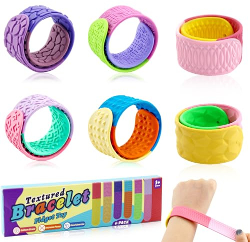 6 Stück Bunte Slap Armbänder, Schnapparmbänder für Kinder, Macaron Farben Snap Bracelets, Zappel Armbänder aus Strukturiertem Silikon, für Mitgebsel, Kinder Geburtstagsgeschenke, Spielpreise