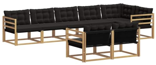 vidaXL Outdoor-Sofagarnitur mit Kissen 8 pcs Weiß und Schwarz, Gartenmöbel, modernes Outdoor-Sofa, Robustes Eckset für Terrasse, Lounge und Komfort