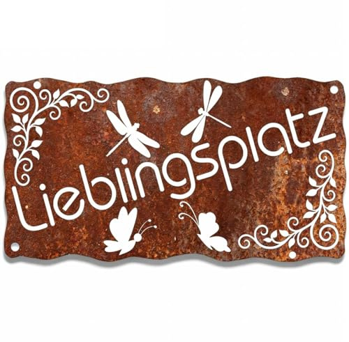 Gartendeko Rost Lieblingsplatz Schild Rost Deko FüR Garten Wanddeko & TüRschild Gartenschilder 30 X 16 Cm(C)