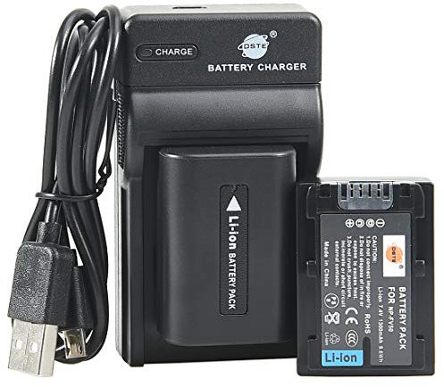 DSTE NP-FV50 Li-ion Batteria (2-Pacco) e Caricabatterie USB Compatibile per Sony HDR-CX220 HDR-CX230 HDR-CX290 HDR-CX330 HDR-CX380 HDR-CX430V HDR-CX900 TD30V HDR-CX260V HDR-CX580V HDR-CX760V HDR-PJ200