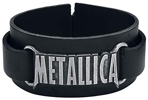 Metallica Logo Lederarmband schwarz