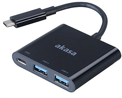 Akasa AK-CBCA08-15BK 15 cm USB 3.1 Type-C USB-C Hub Power Delivery Adapter and Two USB 3.0 Ports