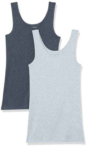 Amazon Essentials Women's Slim-Fit Vest, Pack of 2, Charcoal Heather/Ice Blue Heather, S