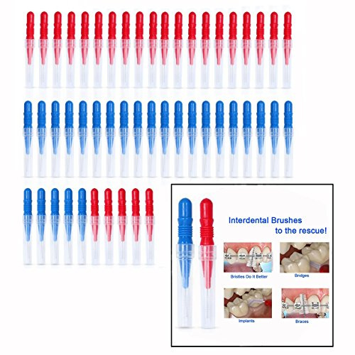 OFKPO 50 Stück Interdentalbürste,Zahn Reiniger Zahnpflege Pinsel Kit(2.5mm/3.0mm)