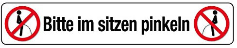 BITTE IM SITZEN PINKELN Straßenschild Magnet aus Blech 16x3,5 cm STR-M 20