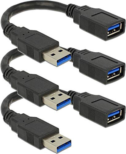 3x Delock Verlängerungskabel USB 3.0 Stecker an Buchse, 15 cm