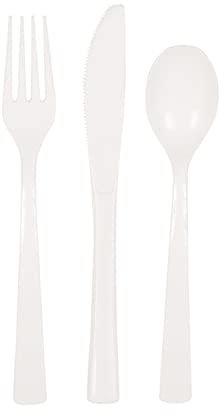 Unique Party - Juego de Cubiertos de Plástico para 6 Personas - Color Blanco - 18 Piezas (39482)