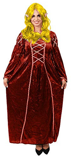 I LOVE FANCY DRESS MAGISCHE Elfen FEEN Pixie ZWERGEN KOSTÜM VERKLEIDUNG VARIATIN=Film UND FERNSEHN=Frauen MÄNNE ODER Paar=Fasching Theme=Frau/Blonde PERÜCKE+Ohren+ROTES Kleid/STANDART