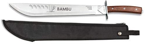 Machete EL29006 Modello base Bambu, lama satinata 43,5cm, manico in legno, con copertura in nylon, lunghezza totale 60cm.