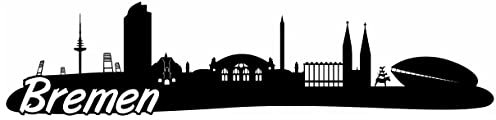 Samunshi® Bremen Skyline Wandtattoo Sticker Aufkleber Wandaufkleber City Gedruckt Bremen 120x29cm schwarz