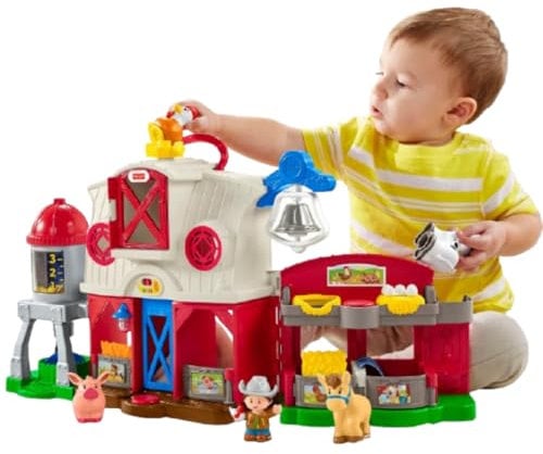 Fisher-Price Coffret Little People Les Animaux de la Ferme avec Lumières et musiques, en Anglais, Jouet d'Éveil Progressif, De 1 à 5 Ans, GLT78