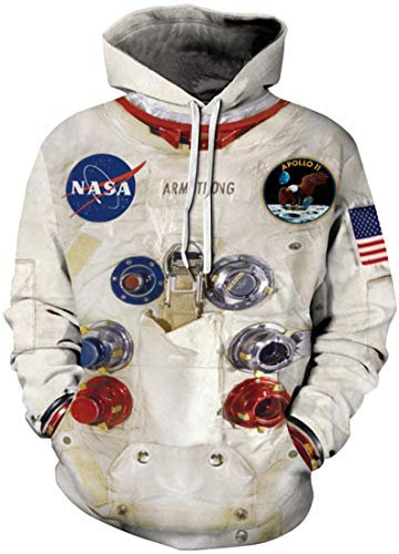 EUDOLAH Herren Hoodies 3D Druck NASA Astronaut Logo Kapuzenpullover mit Tasche (2XL A-NASA 066)