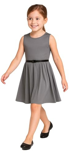 A2Z 4 Kids Girls Plain Skater Dress Party Fashion Summer Dresses - New Skater Dress Steel Grey 7-8