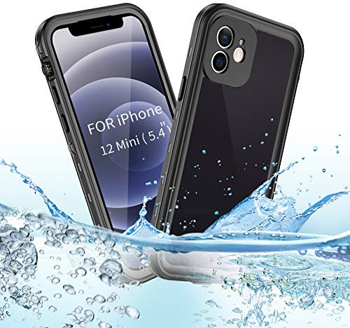 BDIG Hülle iPhone 12 Mini Wasserdicht, 360 Grad Rundum Schutz mit Eingebautem Displayschutz Outdoor TPU Transparent Bumper IP68 Stoßfest Handyhülle Schutzhülle Kompatibel mit iPhone 12 Mini