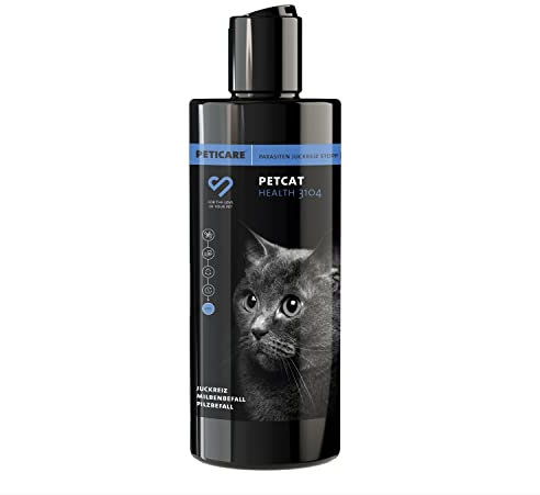 Peticare Katzen Pflege-Shampoo bei Juckreiz Milben Pilz Floh - Spezial Katzen-Shampoo bei unangenehmem Fell-Geruch, pflegt die Katzen-Haut, effektive Pflege-Formel - petCat Health 3104