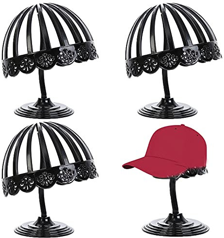 Halter Perückenhalter Schwarz Kunststoff Perückenständer Plastik Ständer Beweglicher Perückenhalter Hüte Display Ständer Plastik Hutständer Für Mützen Perücke, Zuhause Aufbewahrung Rack(3 Stück)