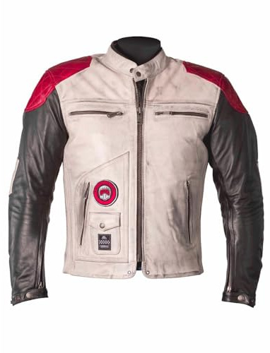 Helstons Tracker Motorrad Lederjacke, weiß/rot/schwarz, XL | Leder
