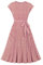 Wellwits Women's Polka Dots Cap Sleeves Pleated Vintage Dress Pink S