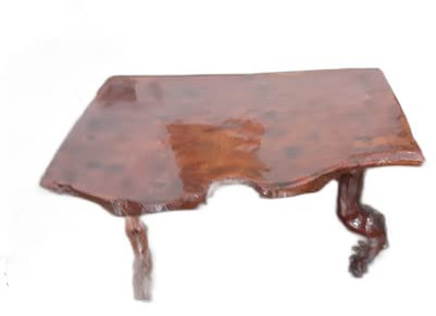 Tisch aus Baumscheibe auf Weinreben Füssen versiegelt und Branding