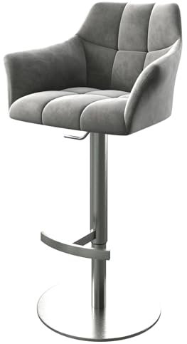 DELIFE Barstuhl Yulo-Flex Drehfuß höhenverstellbar Edelstahl Samt Grau