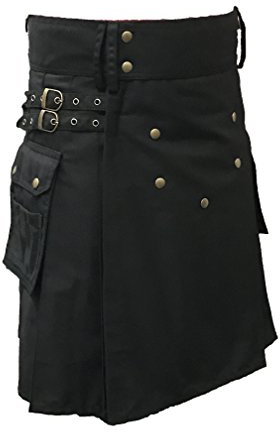 McWilliams Kilts for Men, Active Herren Deluxe Black Sport Utility Kilt, Scottish Men Costume, Schwarz , 6
