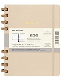 Moleskine Monatsplaner 2022, 2023, 12 Monate Terminplaner, Monatsplaner im Festen Einband, Maß Large 19 x 25 cm, Remake Sand
