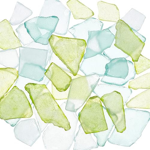 PandaHall Seeglas, 45 stücke 3 Farben Bulk Getrommelt Seeglas Stücke Glasvasenfüller Für Strand Hochzeit Party Decor Home Decor Weihnachtsbaum Machen DIY Bastelbedarf, Blau/Weiß/Grün