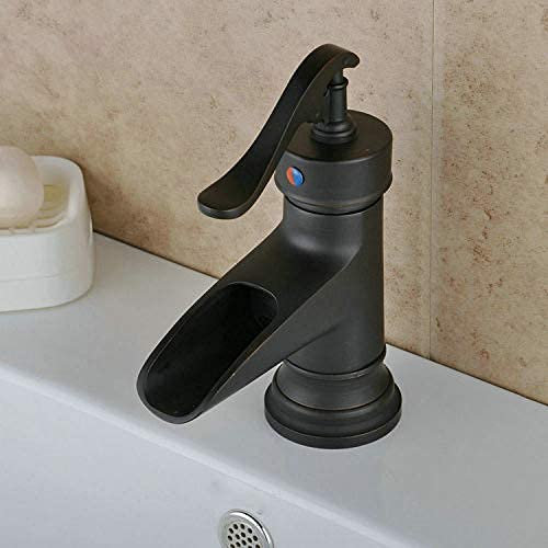 SXLSZ Antik Messing Hohe Wasserfall Waschtischarmatur Nostalgie Bad Waschbecken Wasserhahn Einhebelmischer Mischbatterie Aufsatzwaschbecken Armatur Badarmatur