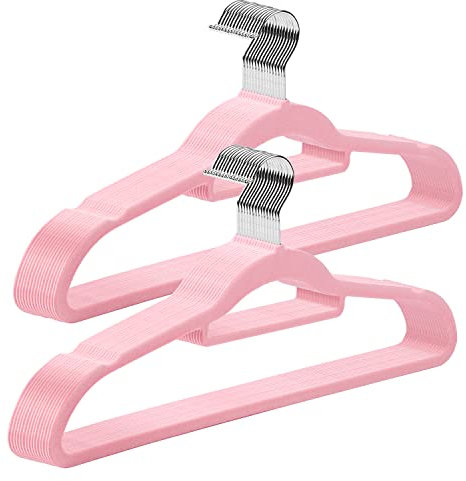 Inhal/ Pack 30 kleiderbügel aus Samt (ROSE), Schlank, elegant und widerstandsfähig, Ideal für hemden, Hosen und krawatten, ausserdem rutschfest und verknitterten die Kleidung nicht.