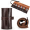QANXGOG 6 Slots Uhrenbox - Retro Echtleder Uhrenrolle, Business-Geschenk für Männer Damen, Reiseaufbewahrung und Display (Braun),Coffee