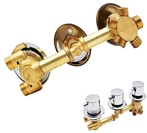 2/3/4/5 Voies Mitigeur Thermostatique Robinets De Douche,Laiton Mitigeur Cabine De Douche Aves Cartouche Céramique,Trois Support Commande,G1/2,Argent Thread 5 way