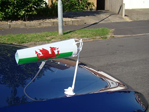 Wales Car Flag with Strong Suction Fixing for Wing Roof Bonnet - Welsh Dragon Flags for Car