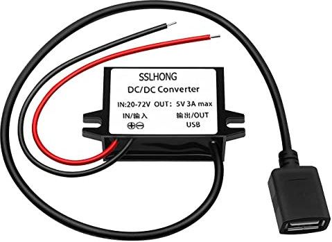 SSLHONG DC 20-72V to DC 5V 3A Step-Down Converter Buck Module USB Output Power Adapter (Standard USB)